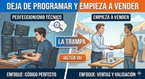 Deja de programar y empieza a vender: la trampa del perfeccionismo técnico en etapas tempranas.